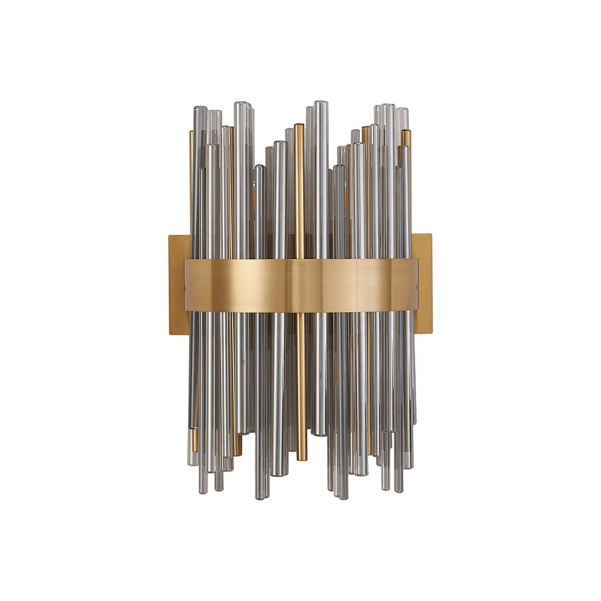 Gold and clear glass tube wall sconce