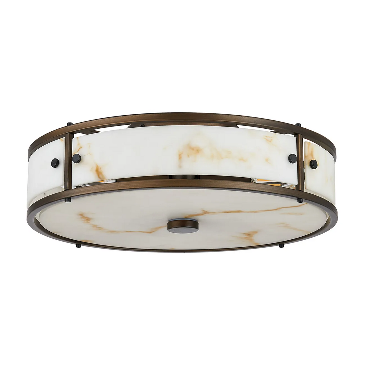 Scarva IP44 400mm Round Ceiling Light in Bronze with Brown Faux Alabaster