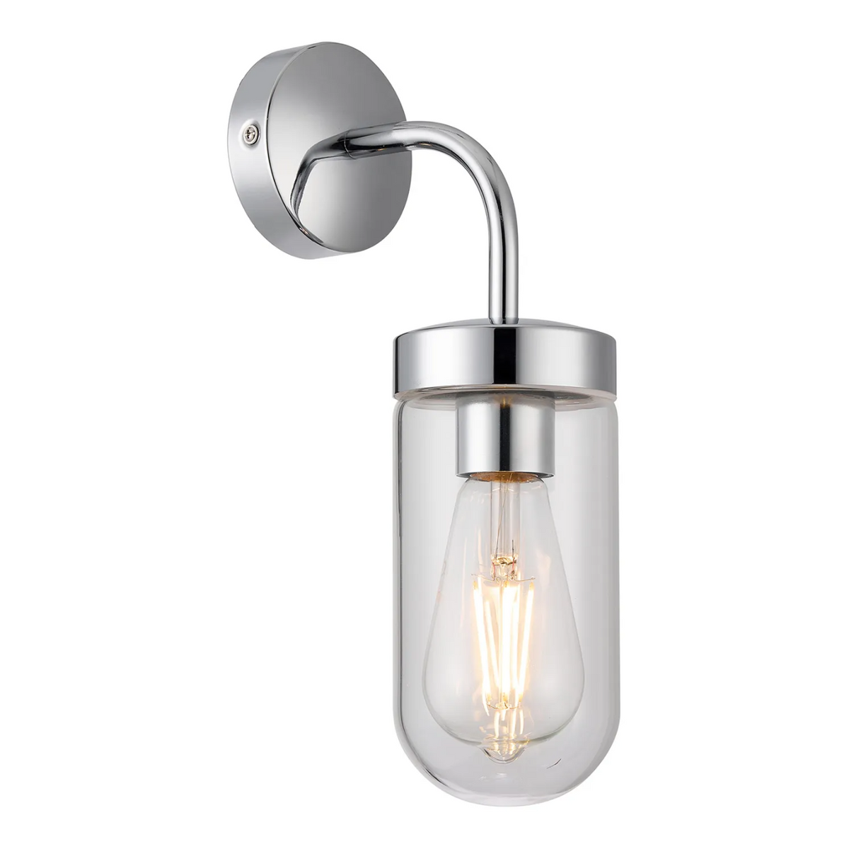 Murston IP44 Exterior Wall Light in Polished Chrome with Clear Glass