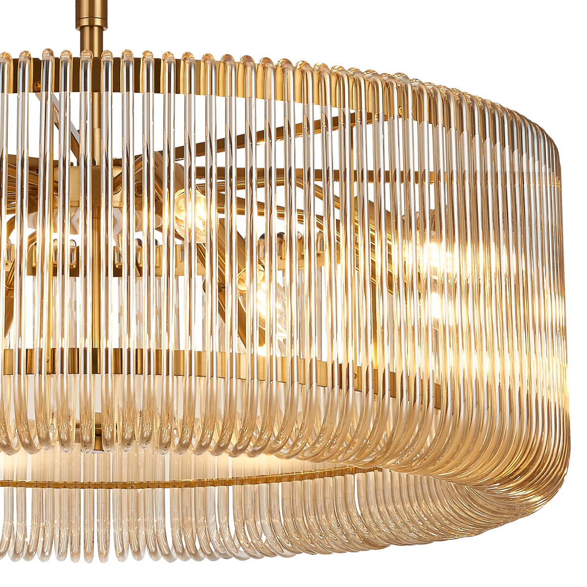 Jevington 780mm Pendant or Semi Flush in Brass with Smoke Brown Glass