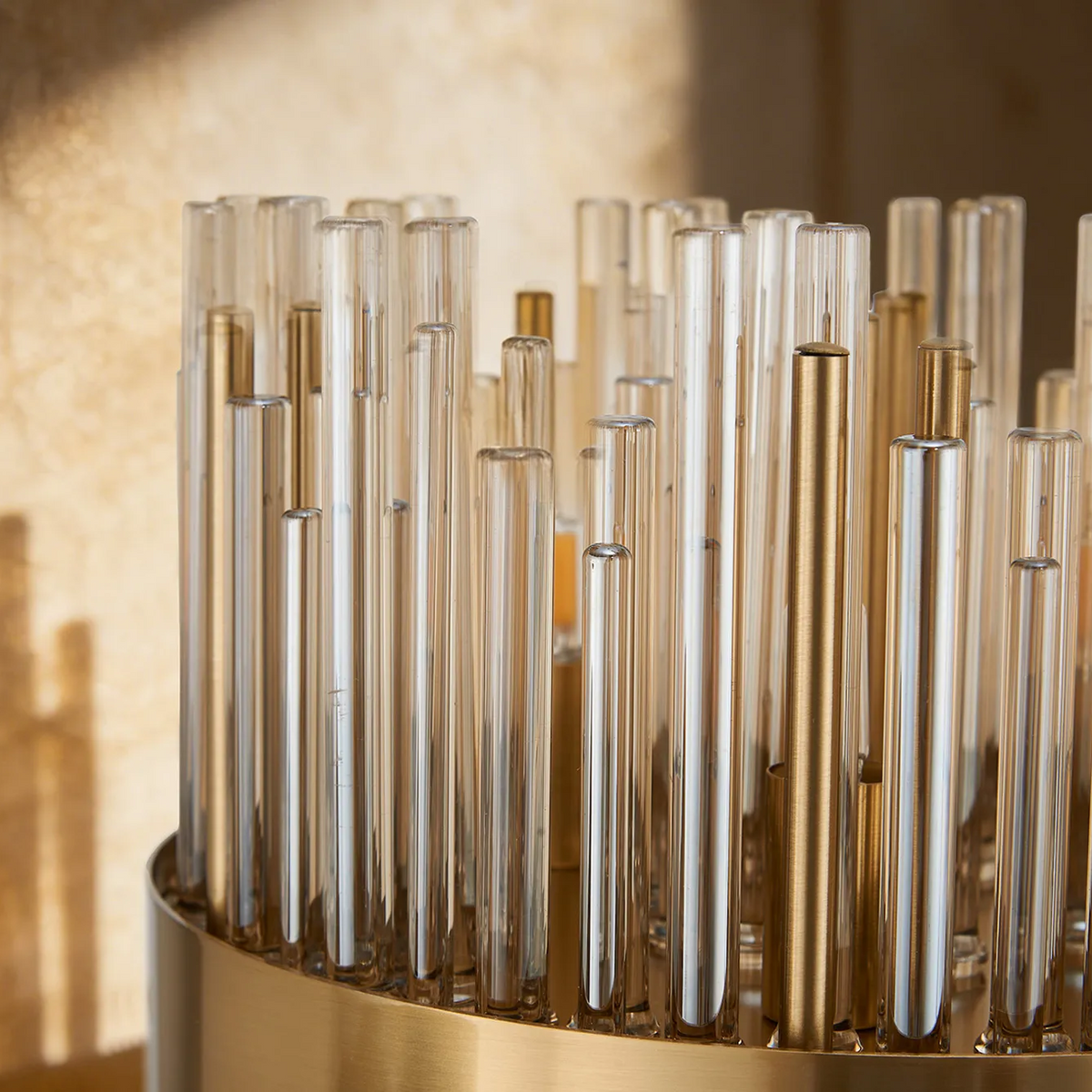 Eckington Table Lamp in Brass with Cognac Glass Rods
