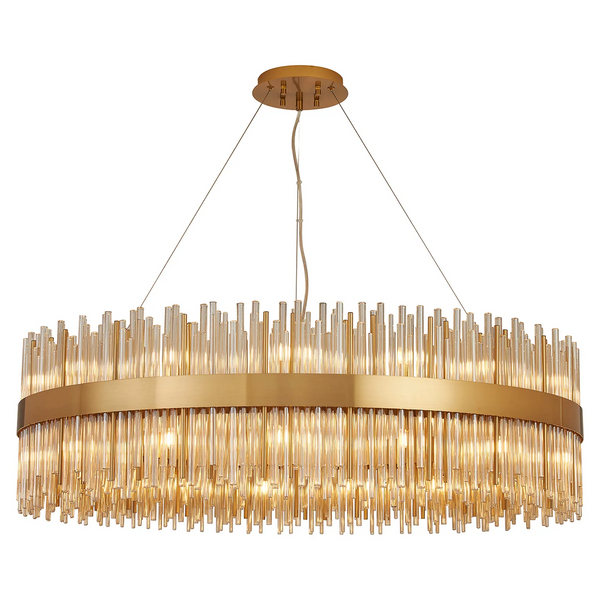 Gold chandelier with clear glass rods