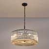 Jevington 600mm Pendant or Semi Flush in Black with Smoke Brown Glass