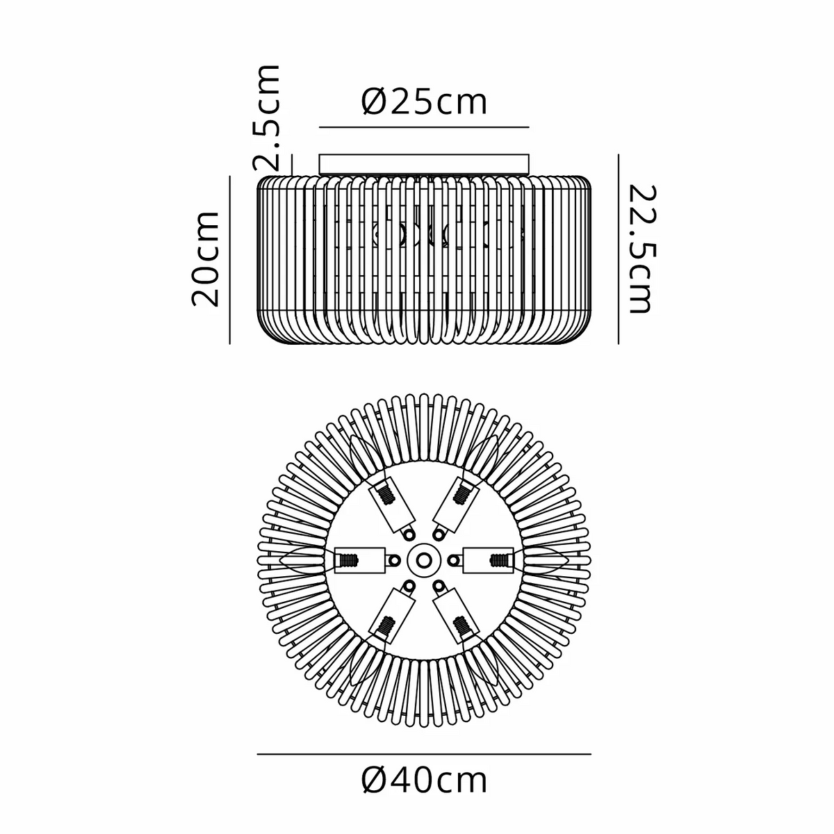 Jevington 400mm Flush Ceiling Light in Black with Frosted Glass