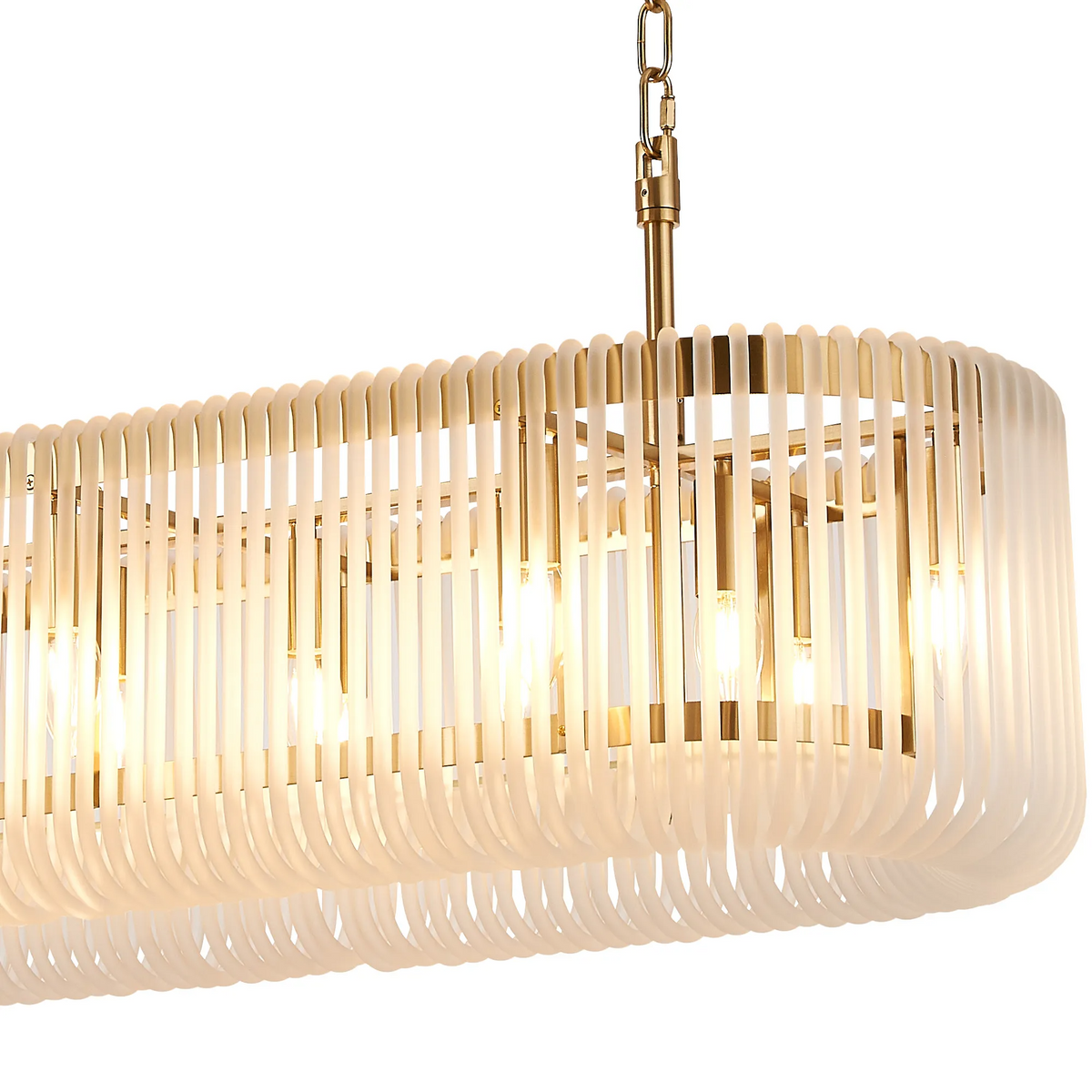 Jevington 1000mm Linear Pendant in Brass with Frosted Glass