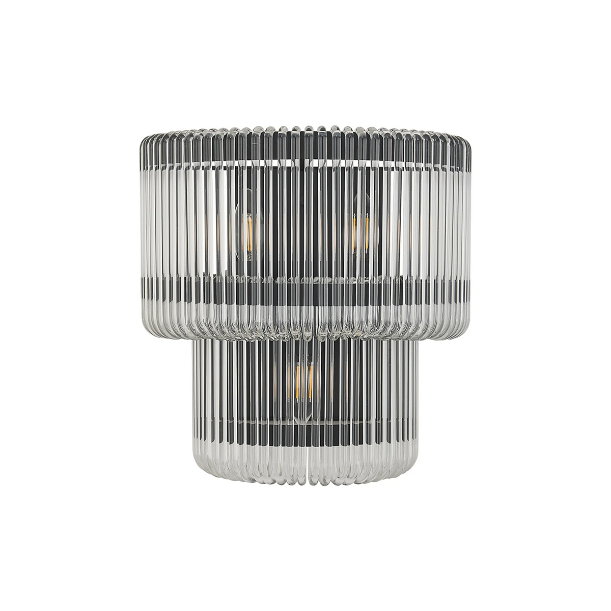 Jevington Large Two Tier Wall Light in Black with Clear Glass
