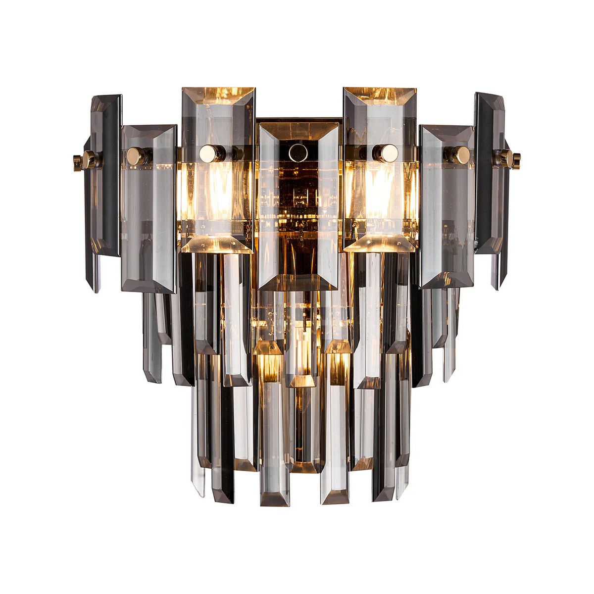 Velator Wall Light in French Gold with Smoked Crystal Glass