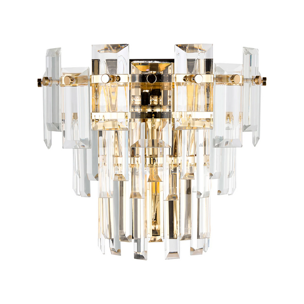 Velator Wall Light in French Gold with Clear Crystal Glass