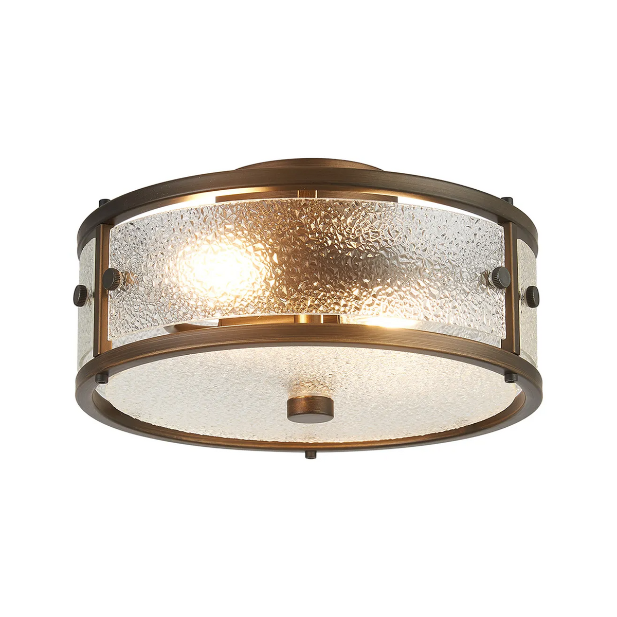 Scarva IP44 250mm Round Ceiling Light in Bronze with Clear Diamond Glass