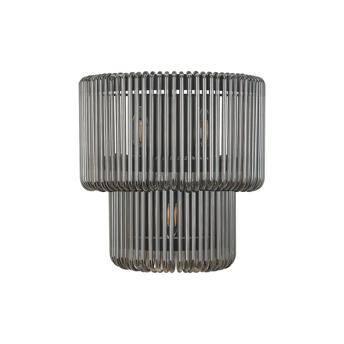 Jevington Large Two Tier Wall Light in Black with Smoked Glass