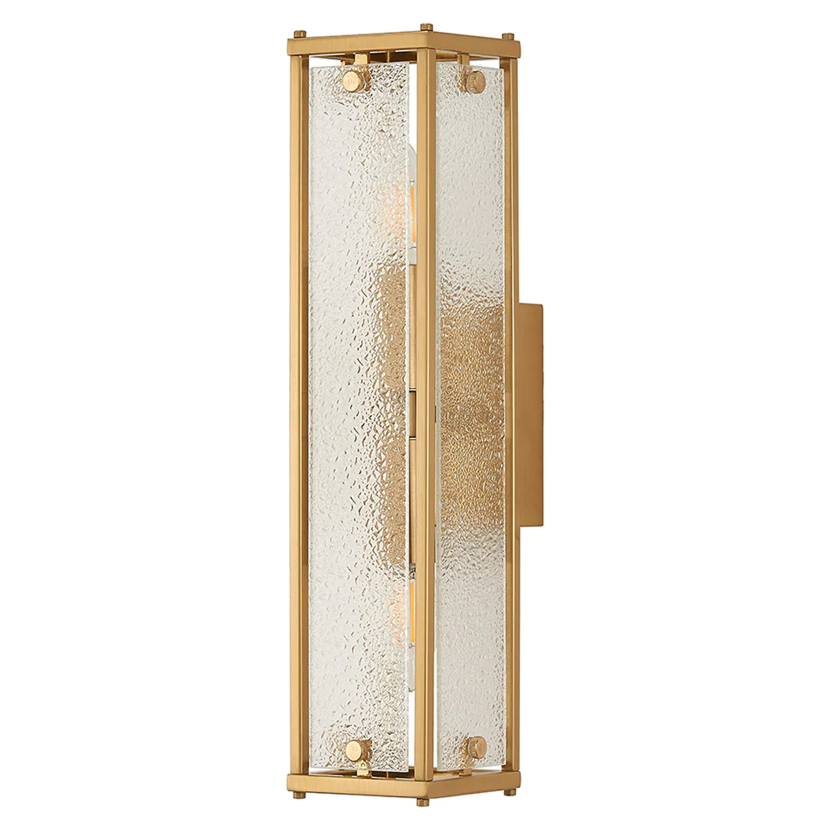Scarva IP44 400mm Rectangular Wall Light in Brass with Clear Diamond Glass
