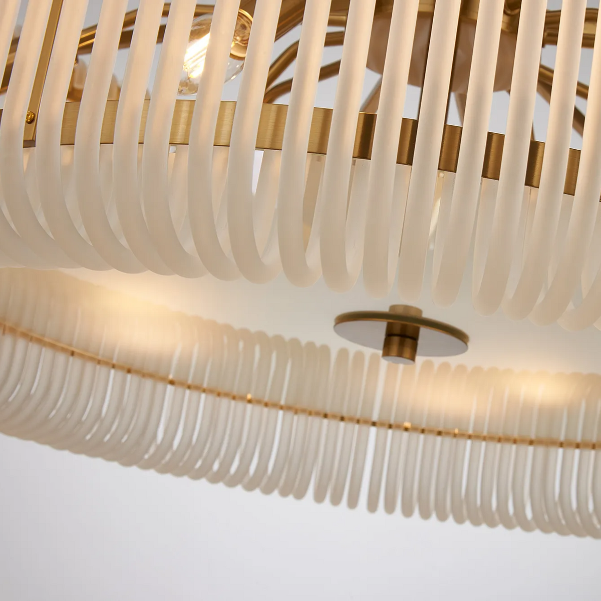Jevington 780mm Pendant or Semi Flush in Brass with Frosted Glass