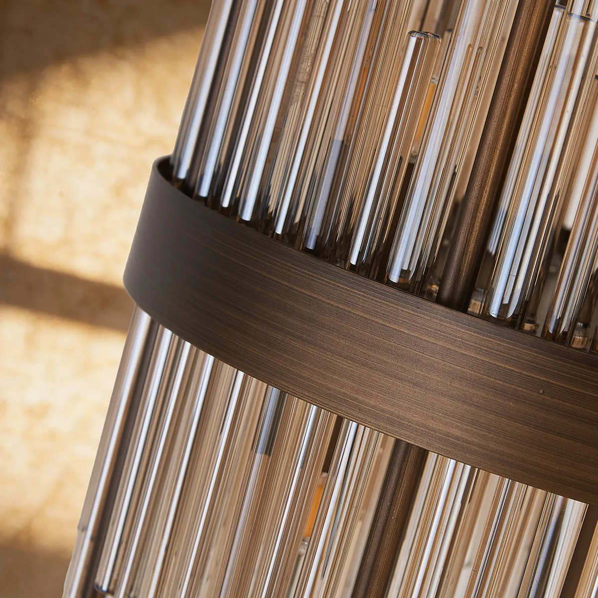 Eckington Floor Lamp in Matt Bronze with Cognac Glass Rods