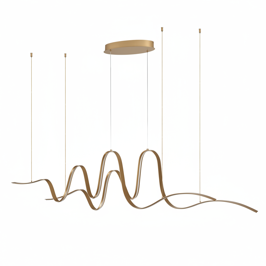 Amble Double Wave Dimmable LED Linear Pendant in Gold