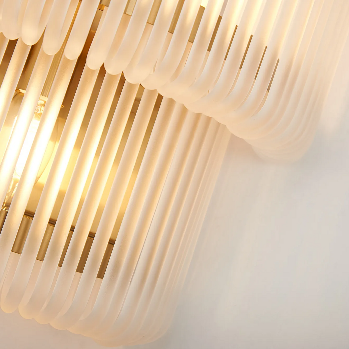 Jevington Large Two Tier Wall Light in Brass with Frosted Glass