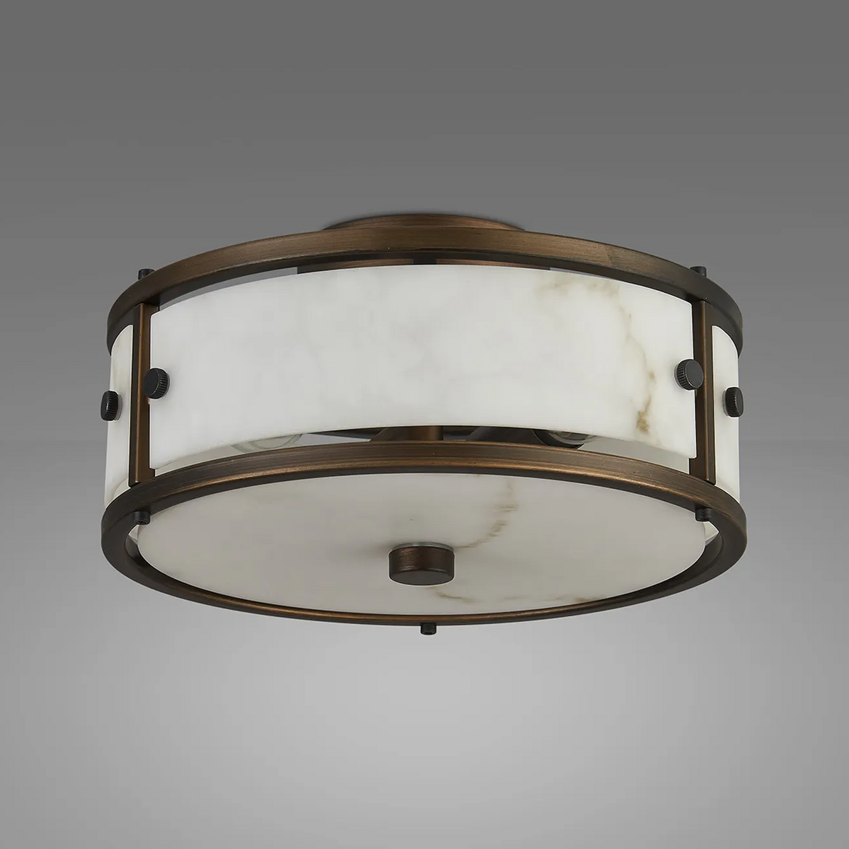 Scarva IP44 250mm Round Ceiling Light in Bronze with Grey Faux Alabaster