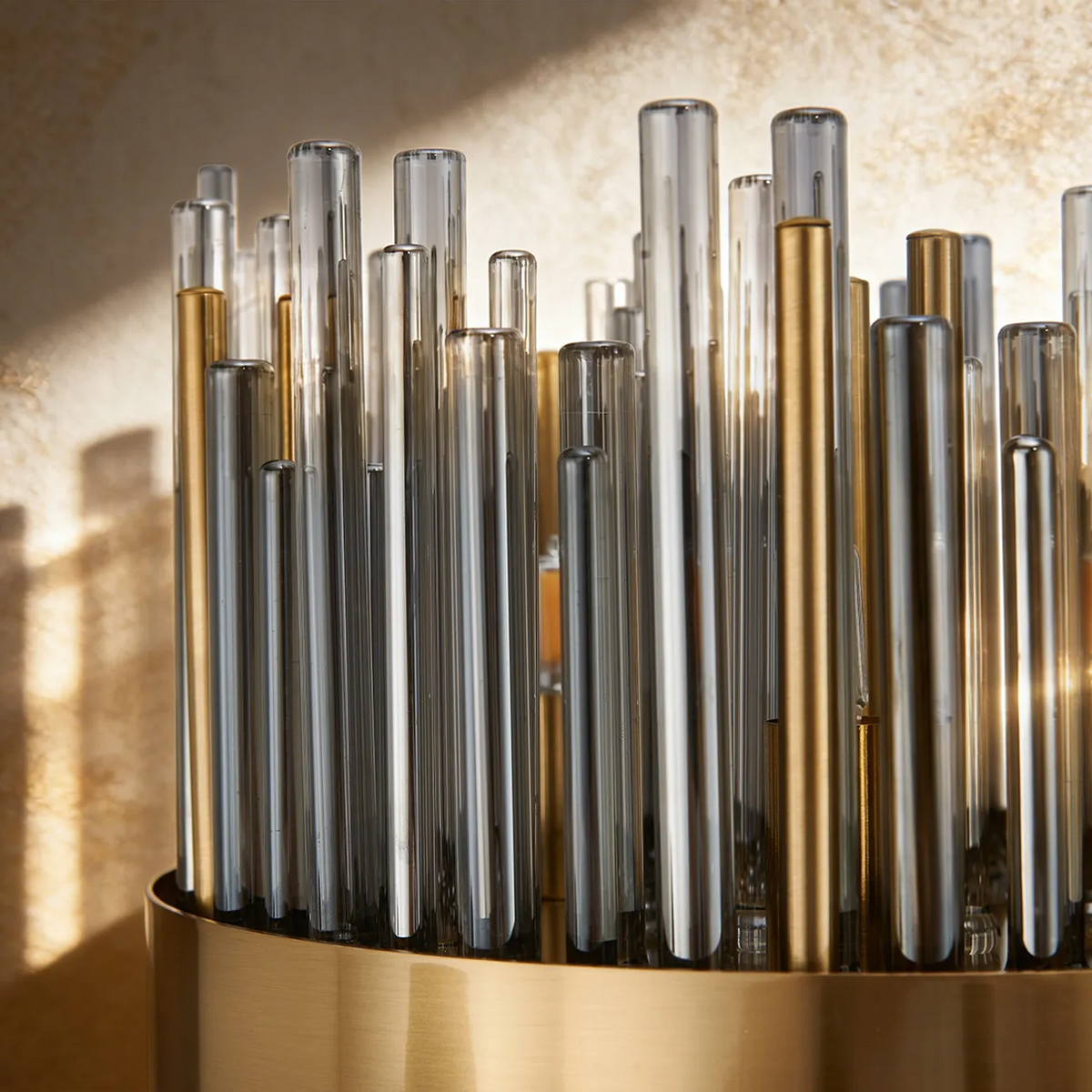 Eckington Table Lamp in Brass with Smoked Glass Rods