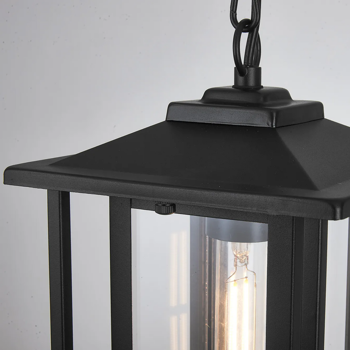 Dersingham IP54 Exterior Pendant in Satin Black with Clear Glass