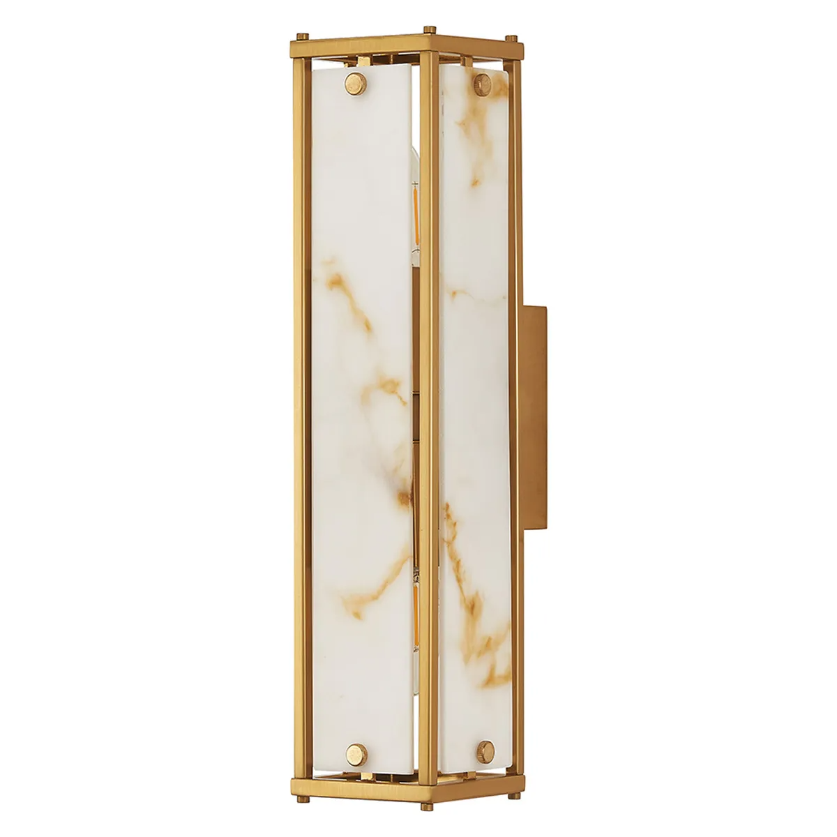 Scarva IP44 400mm Rectangular Wall Light in Brass with Brown Faux Alabaster