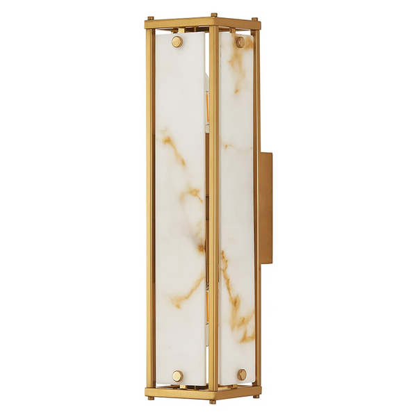 Scarva IP44 400mm Rectangular Wall Light in Brass with Brown Faux Alabaster