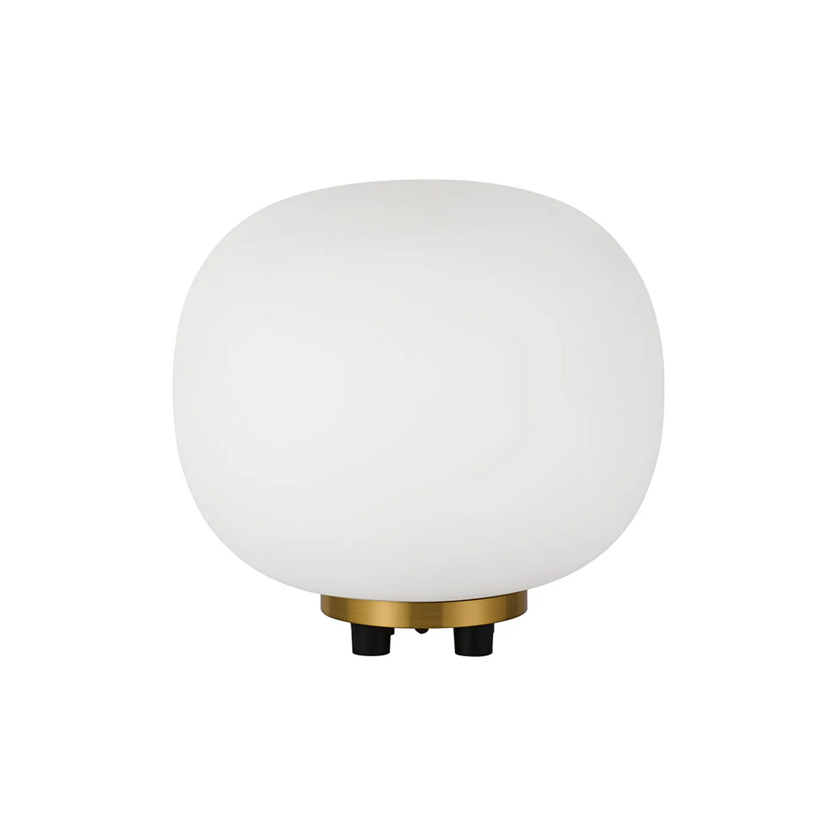 Milton Small Oval Ball Table Lamp in Aged Brass & Frosted White Shade