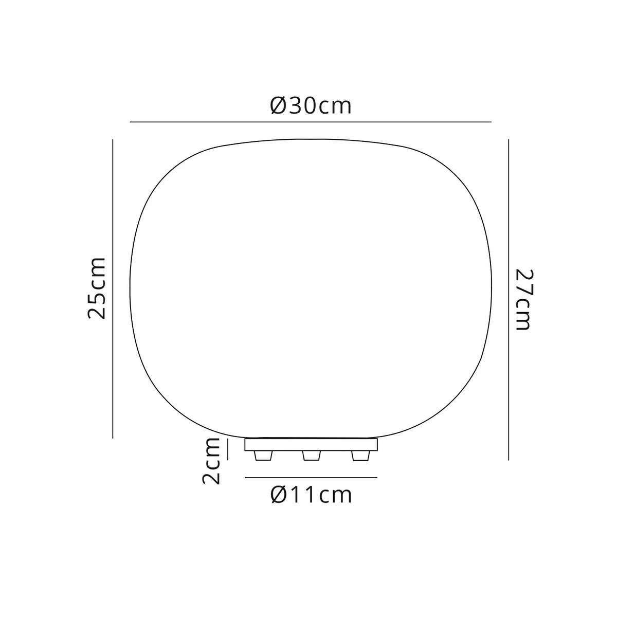 Lumiere Milton Medium Oval Ball Table Lamp dimensions: 30cm width, 27cm height, 11cm base diameter