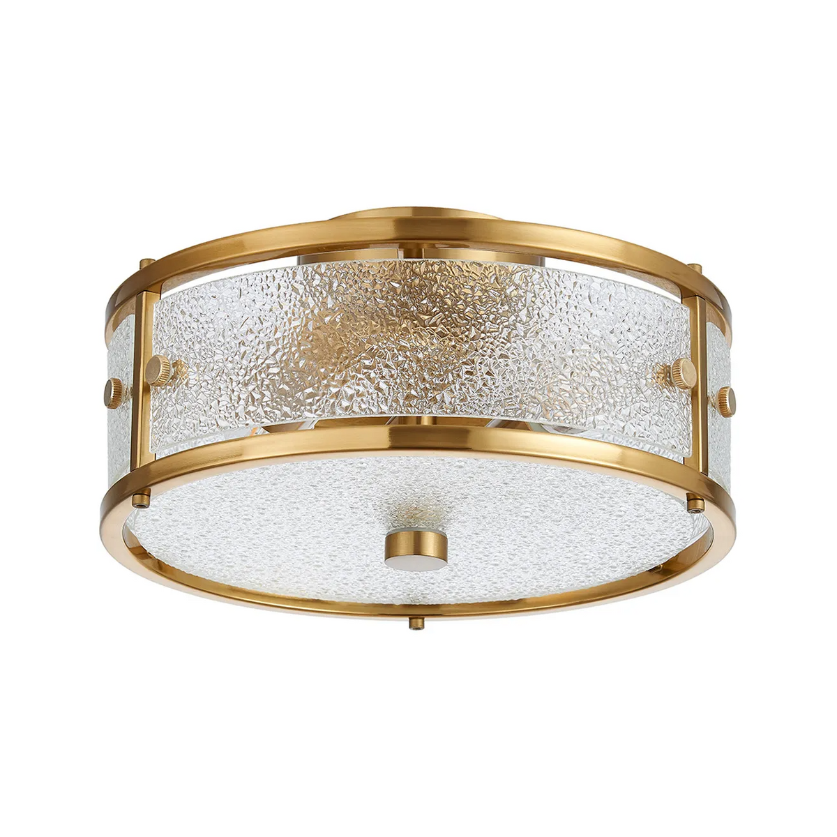 Scarva IP44 250mm Round Ceiling Light in Brass with Clear Diamond Glass