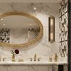 Beeley Large IP54 Wall Light in Black & Gold with Ribbed Glass Shade