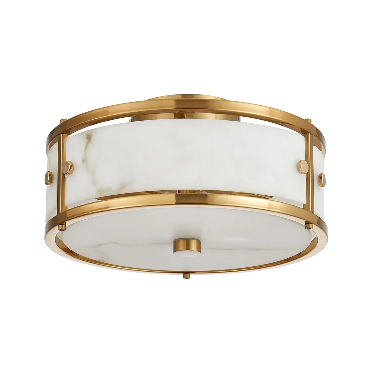 Scarva IP44 250mm Round Ceiling Light in Brass with Grey Faux Alabaster