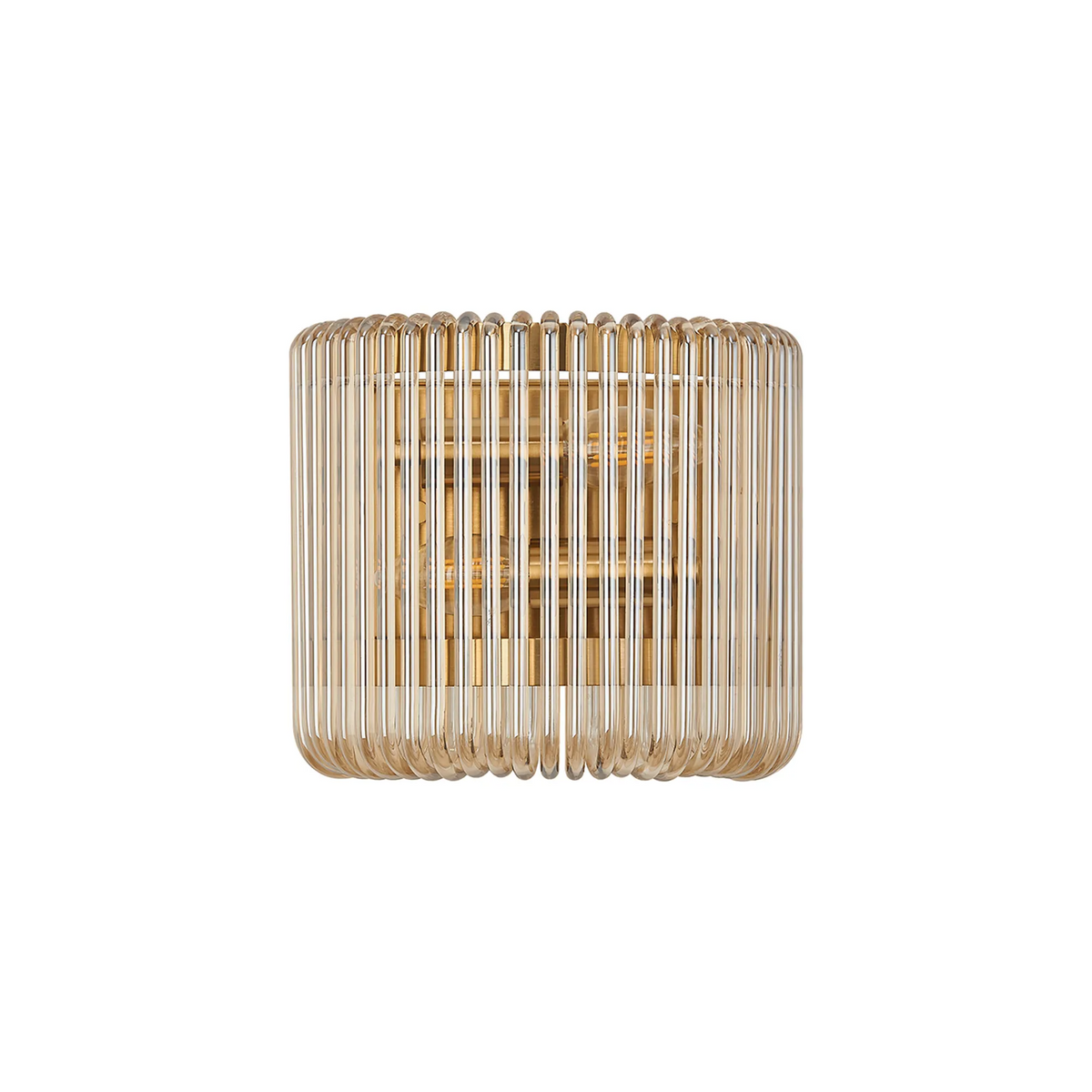 Jevington Small Wall Light in Brass with Smoke Brown Glass