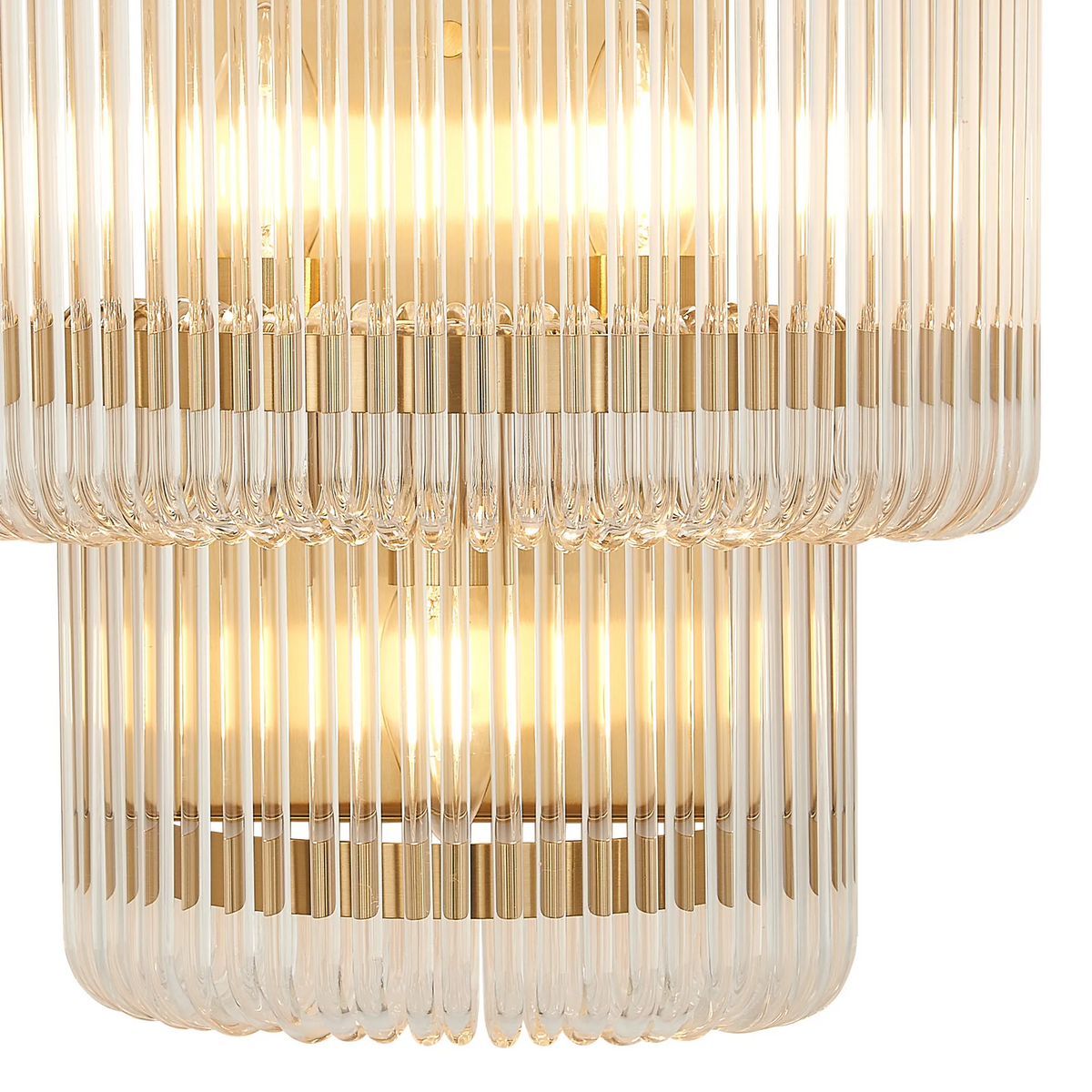 Jevington Large Two Tier Wall Light in Brass with Clear Glass