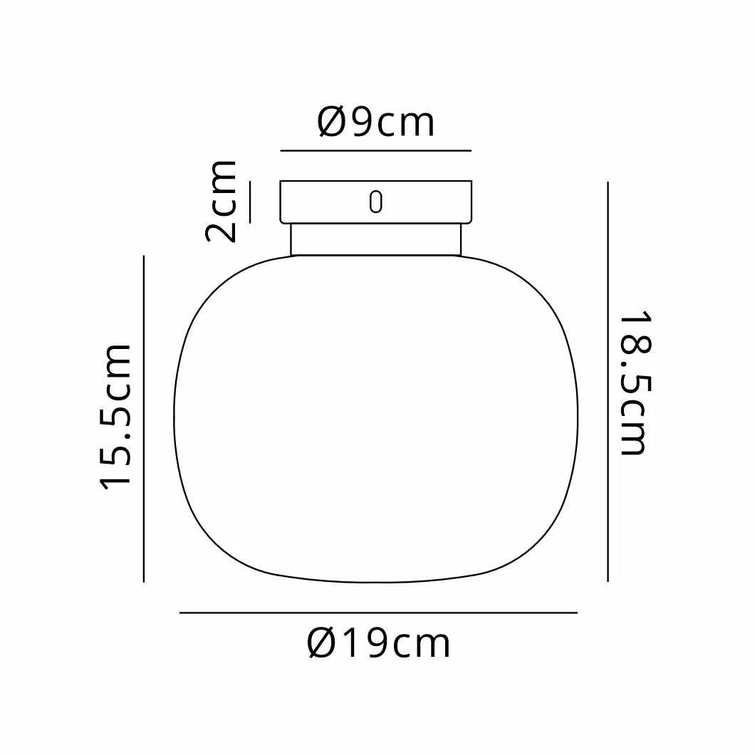 Lumiere Milton Small Oval Ball Flush Ceiling Light in Satin Gold & Frosted White Shade dimensions
