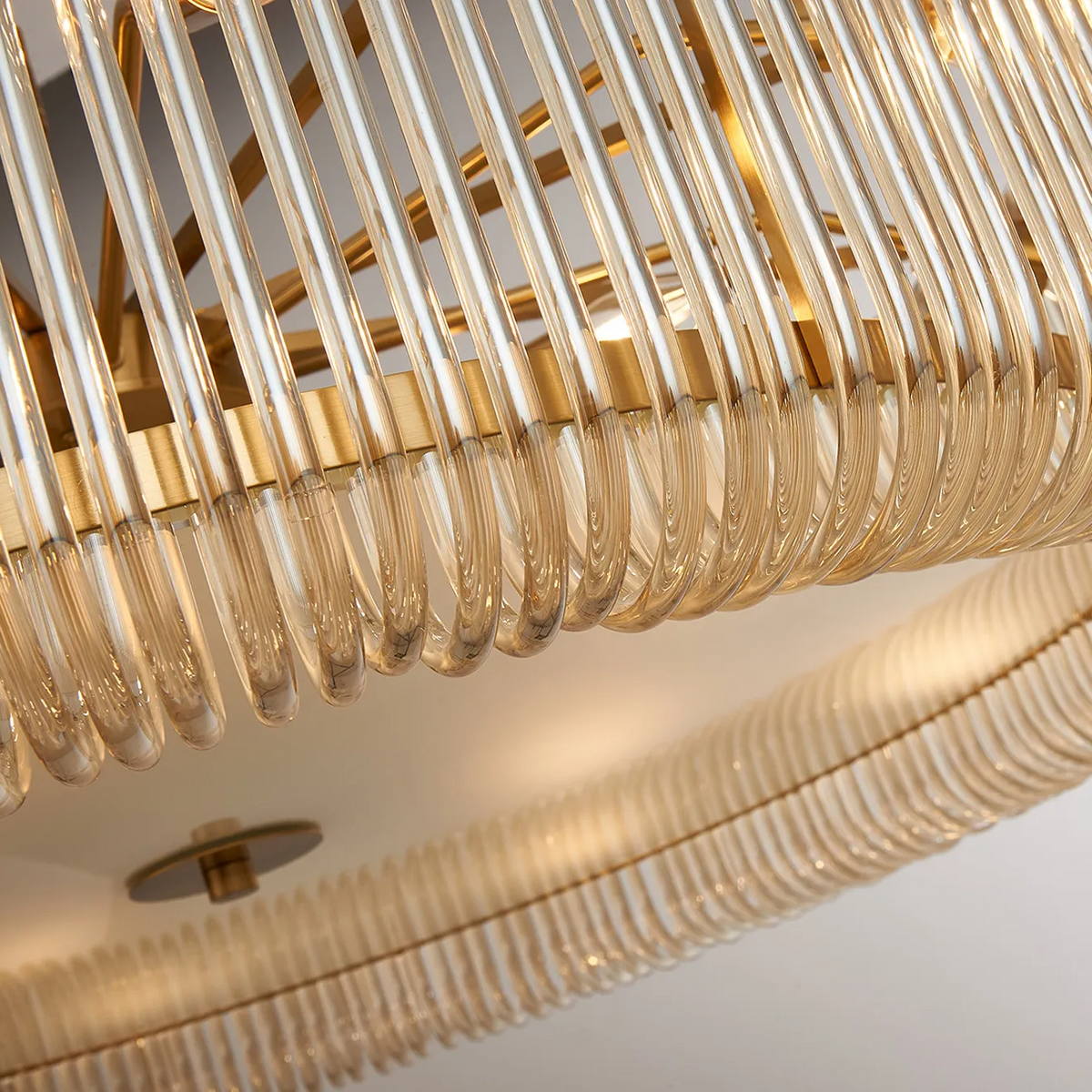 Jevington 1000mm Pendant or Semi Flush in Brass with Smoke Brown Glass
