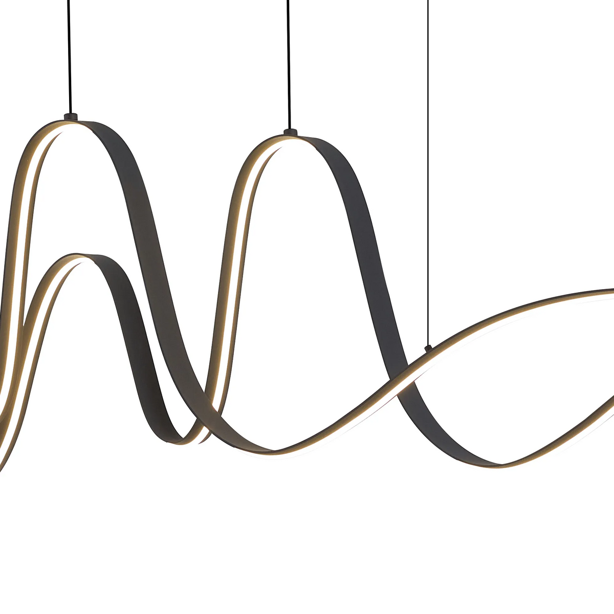 Amble Double Wave Dimmable LED Linear Pendant in Dark Grey