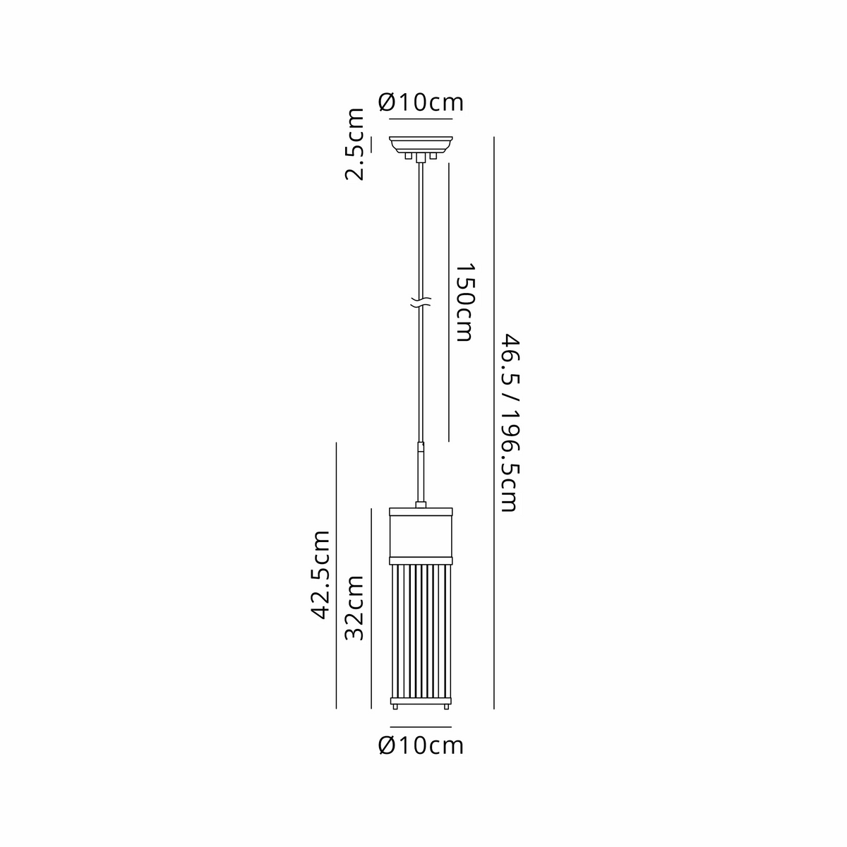 Tansley E14 IP44 Single Drop Pendant in Polished Nickel with Clear Glass Rods