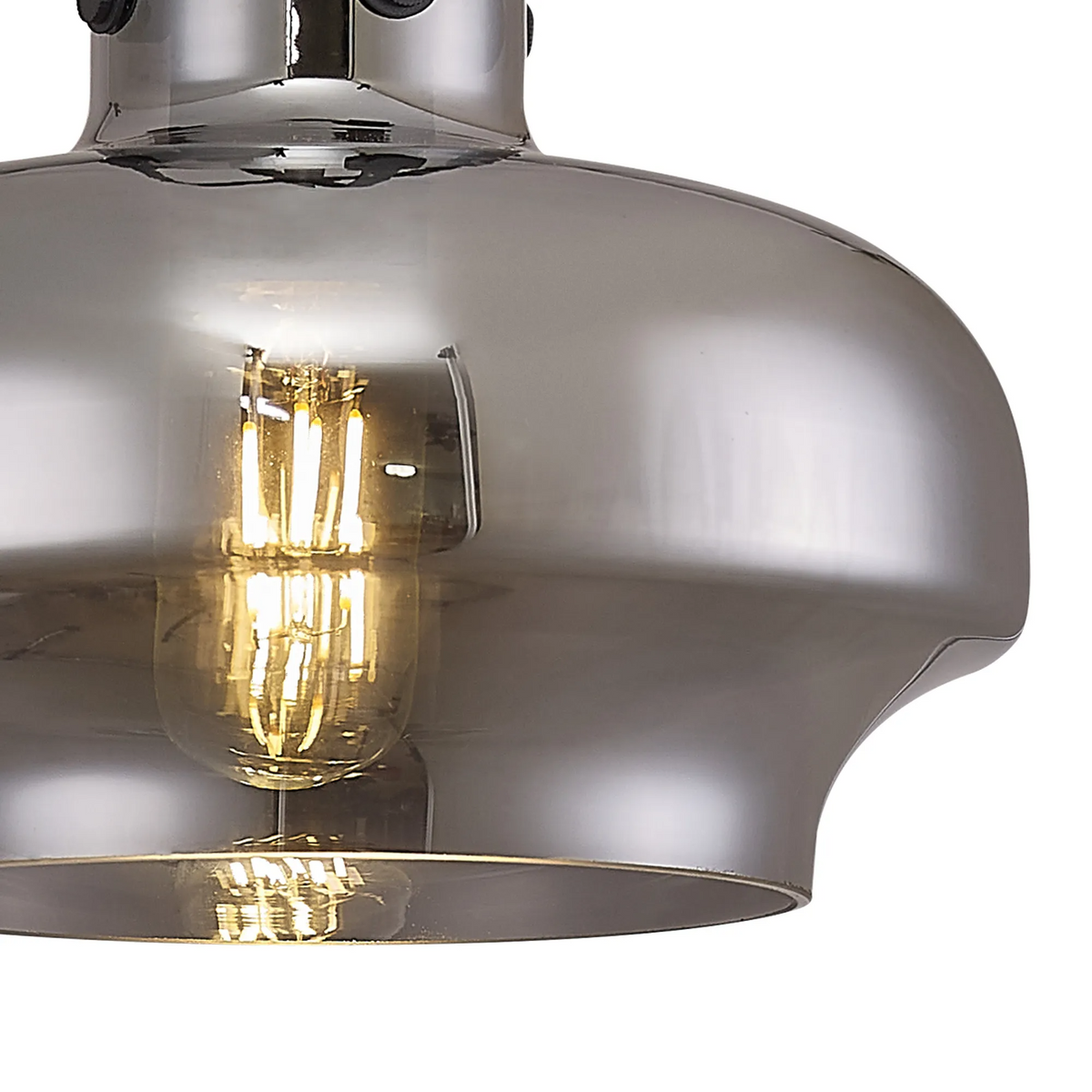 Bedlington Single Drop Pendant in Satin Black with Smoked Plated Glass Shade