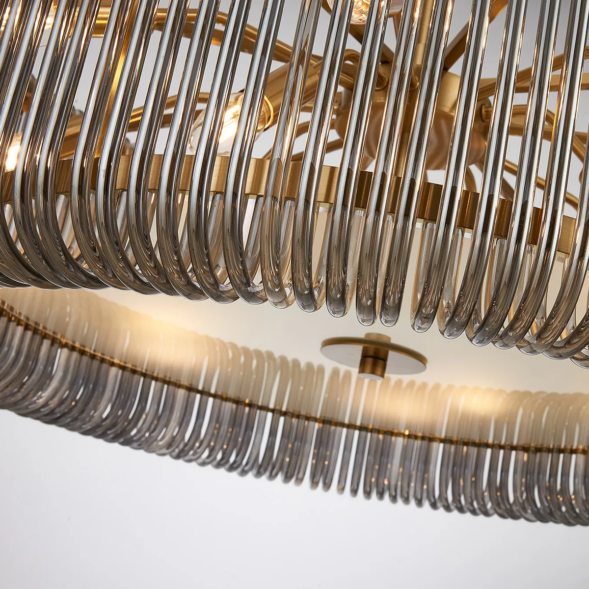 Jevington 780mm Pendant or Semi Flush in Brass with Smoked Glass