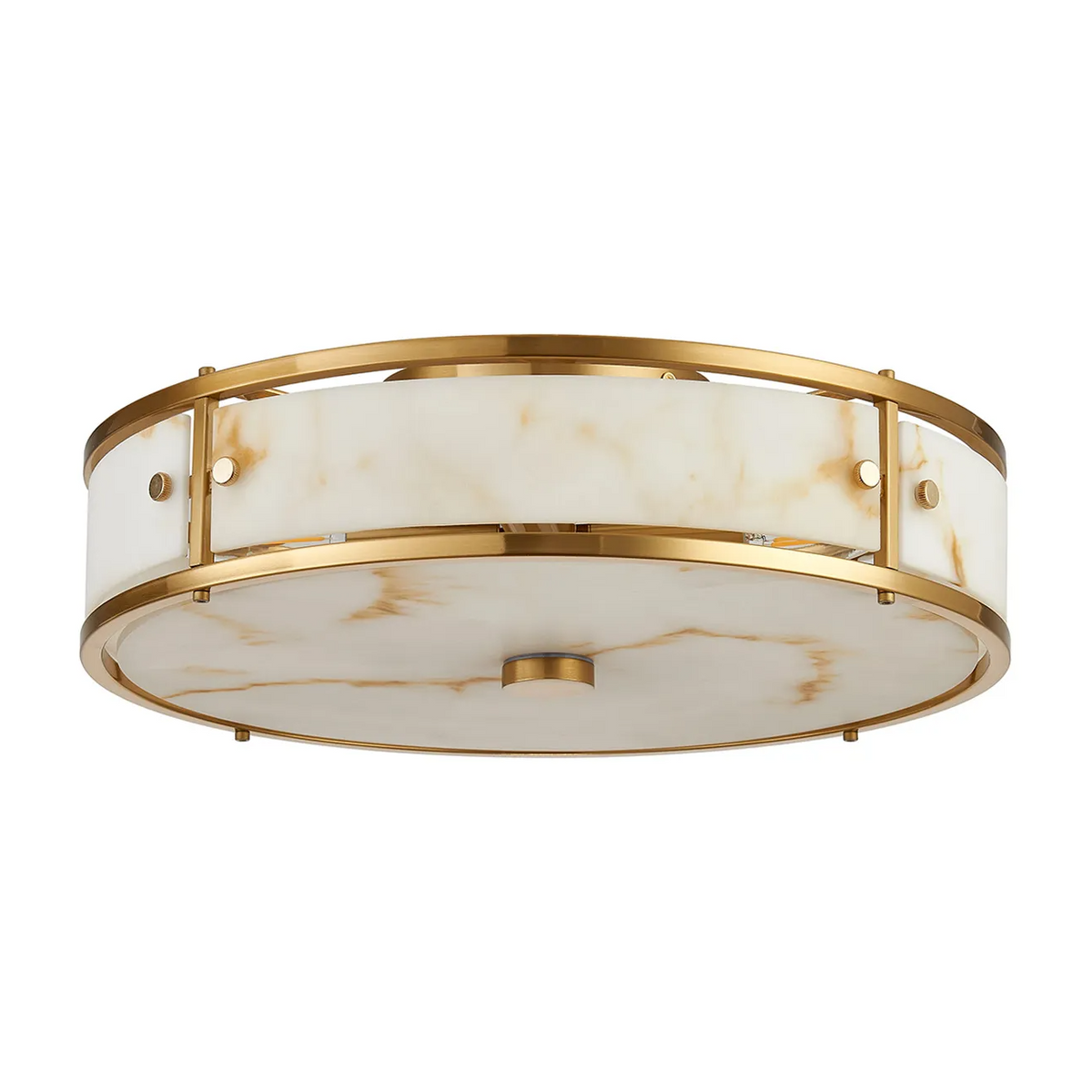Scarva IP44 400mm Round Ceiling Light in Brass with Brown Faux Alabaster