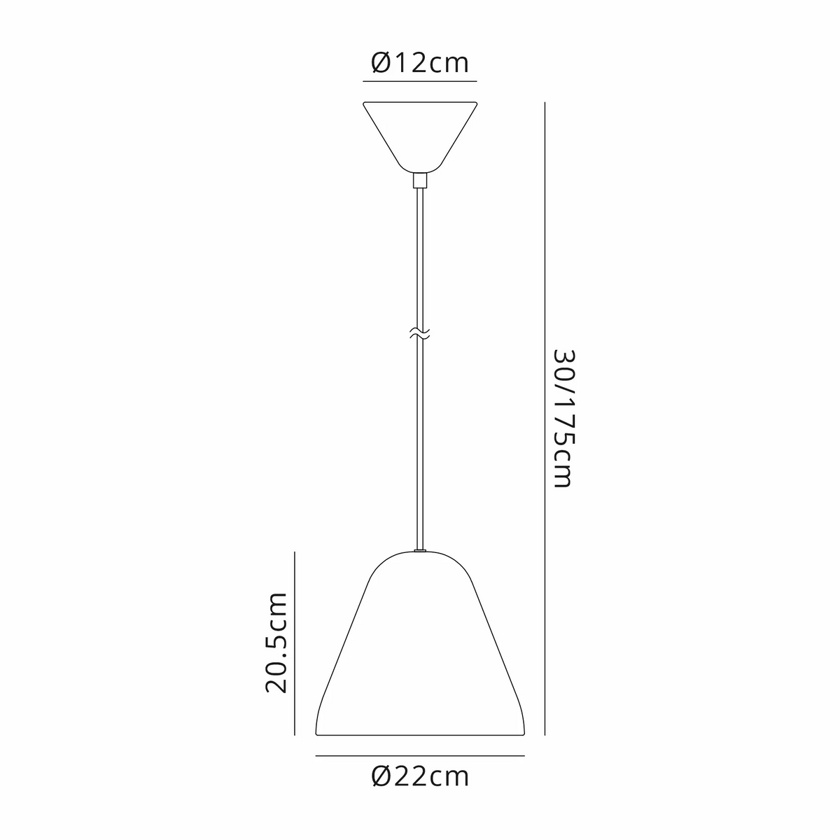 Tudeley 220mm Single Drop Pendant in Gunmetal