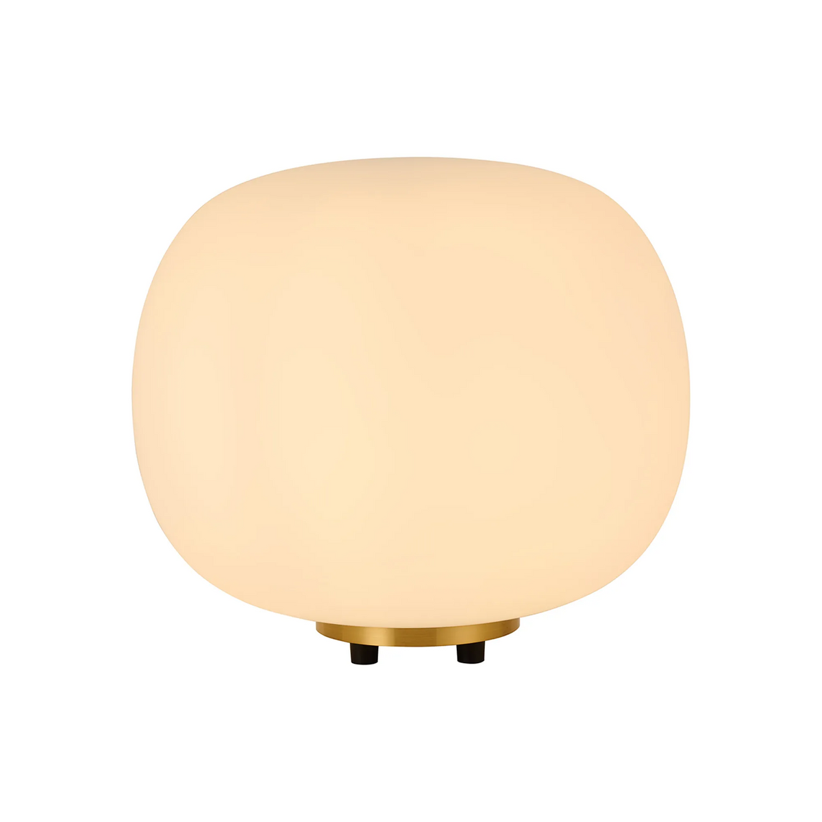 Milton Medium Oval Ball Table Lamp in Aged Brass & Frosted White Shade