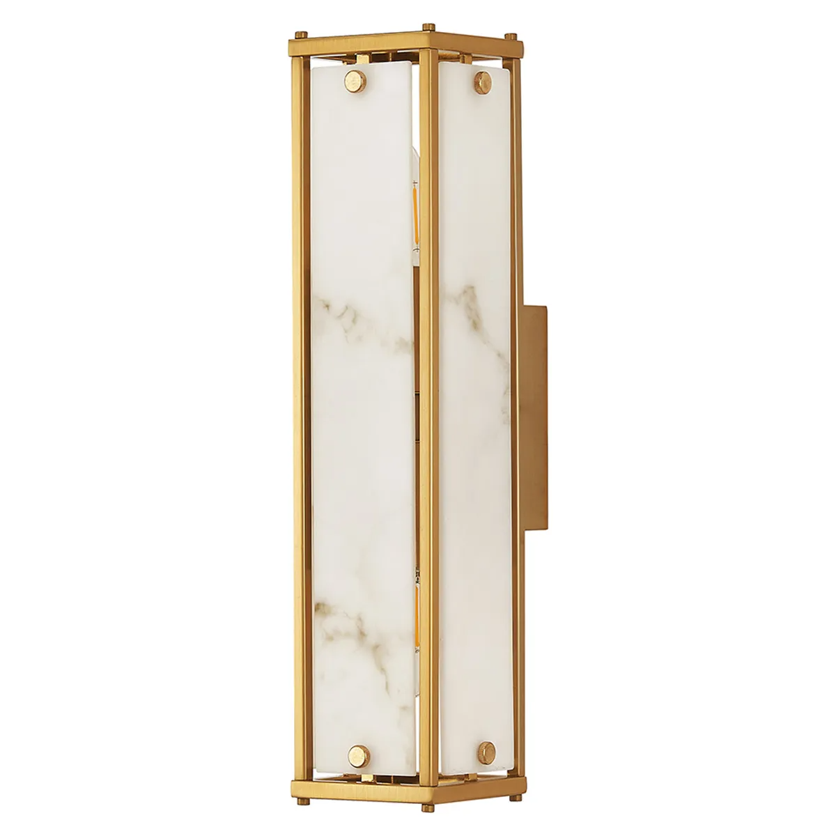 Scarva IP44 400mm Rectangular Wall Light in Brass with Grey Faux Alabaster