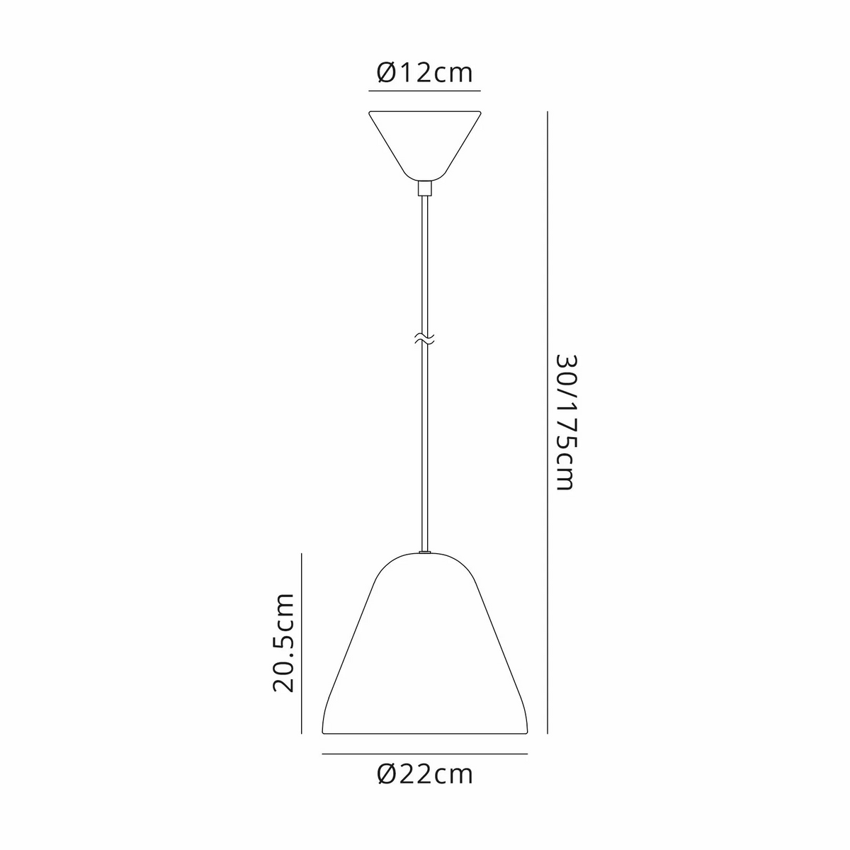 Tudeley 220mm Single Drop Pendant in Matt Black