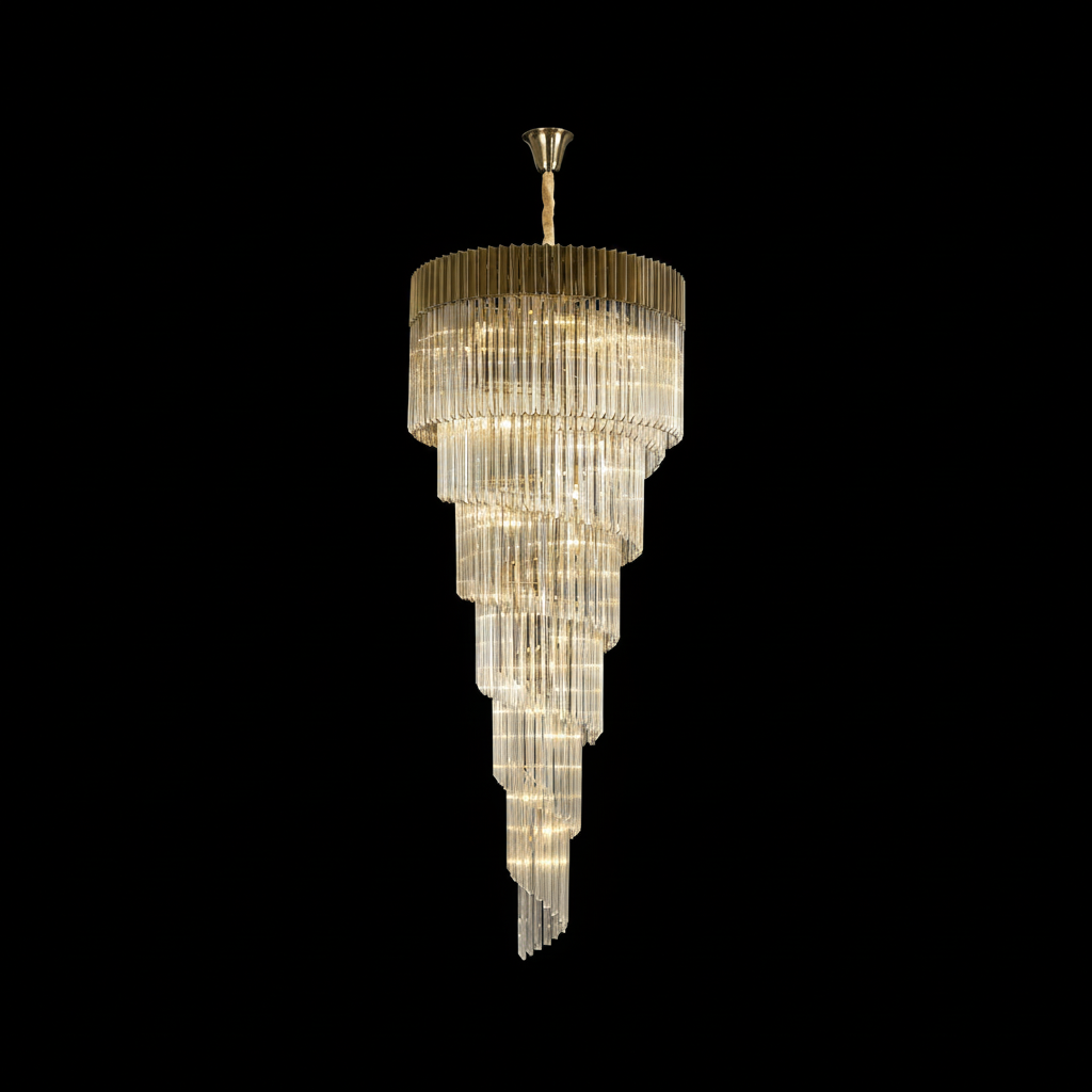 Kentisbeare 900mm 7 Tier 31 Lamp Chandelier in Brass & Cognac Glass
