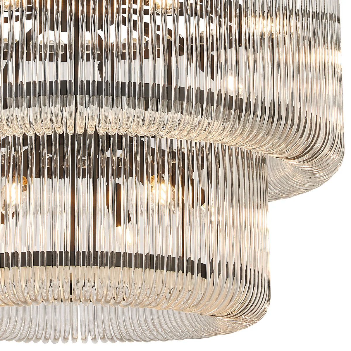 Jevington 780mm Two Tier Pendant or Semi Flush in Black with Smoked Glass