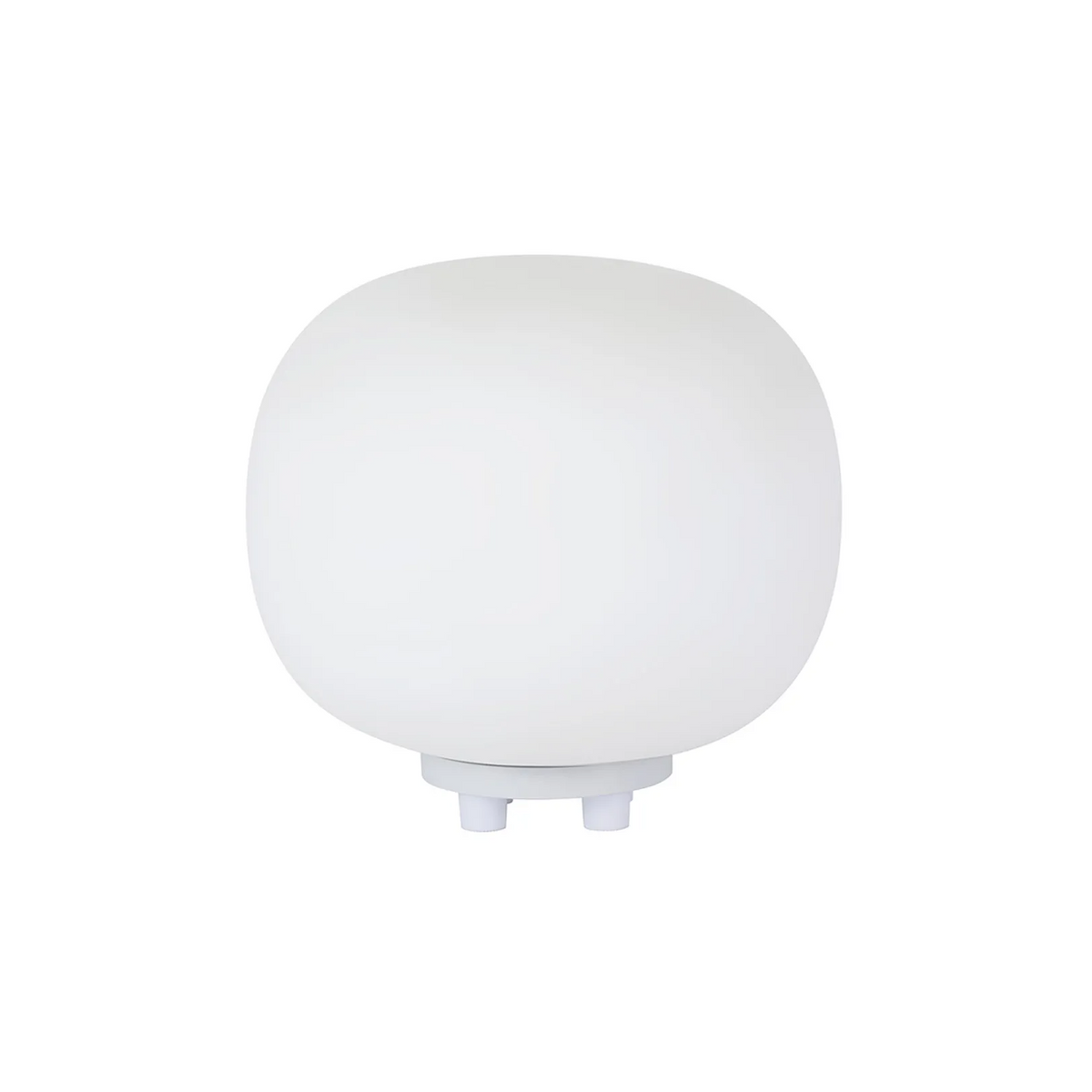 Milton Small Oval Ball Table Lamp in Satin White & Frosted White Shade
