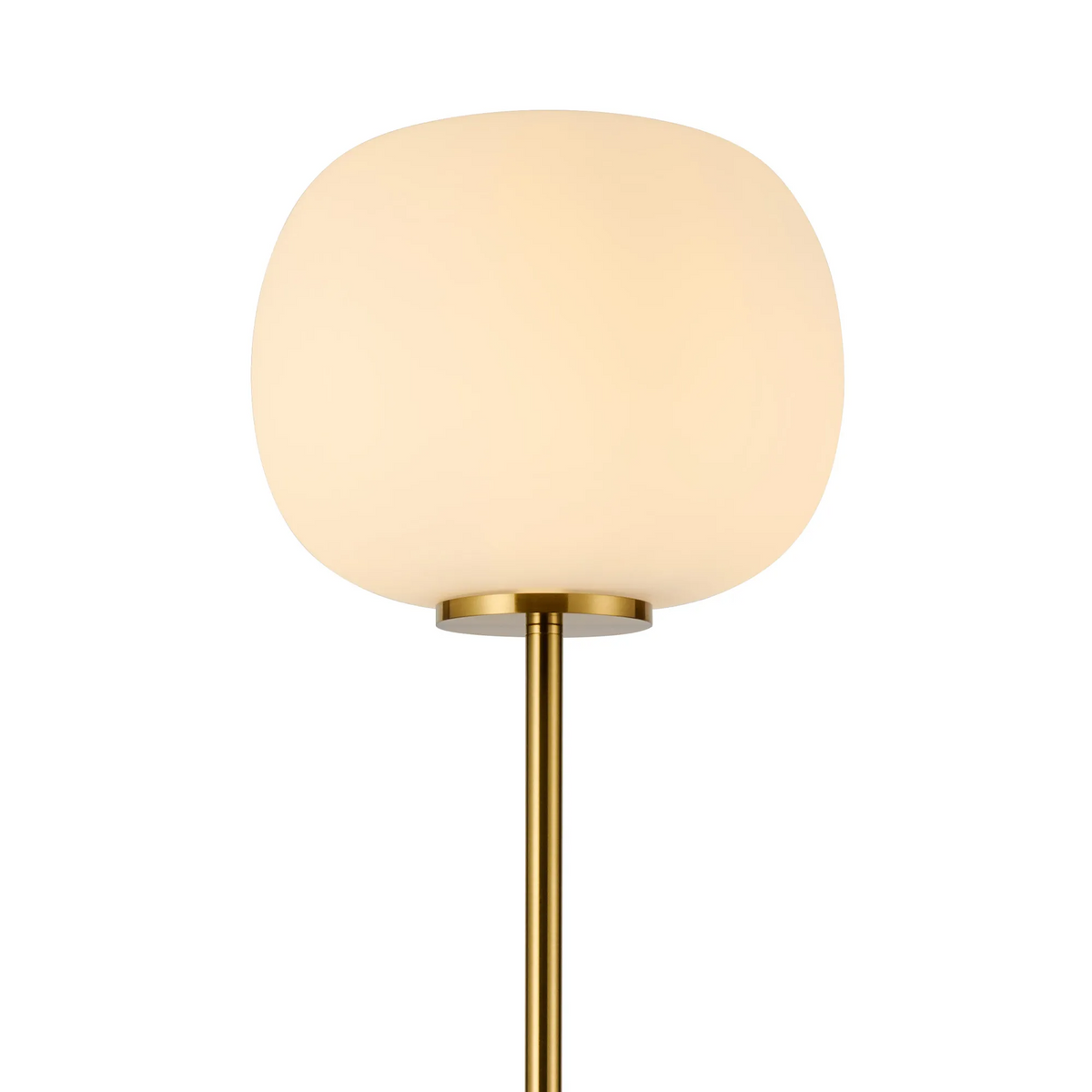 Milton Medium Oval Ball Floor Lamp in Aged Brass & Frosted White Shade