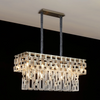 Heptonstall 1000mm Two Tier Linear Pendant in Satin Nickel with Clear Glass