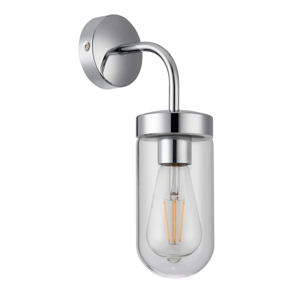 Murston IP44 Exterior Wall Light in Polished Chrome with Clear Glass