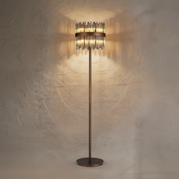 Eckington Floor Lamp in Matt Bronze with Cognac Glass Rods