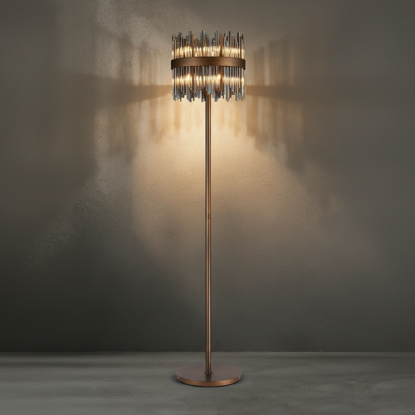Eckington Floor Lamp in Matt Bronze with Smoked Glass Rods